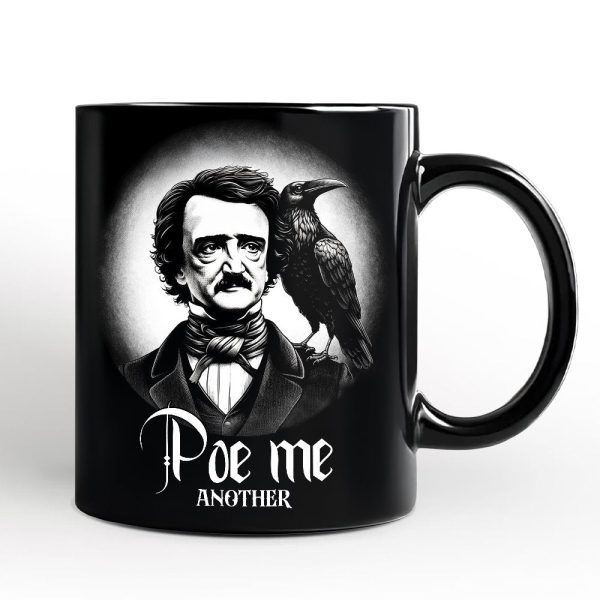 Edgar Allan Poe Spooky Portrait Personalized Mug Horror Villain Theme Halloween Gift with Custom Name
