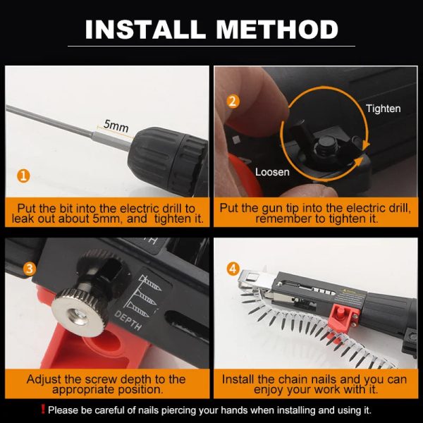 Electric Automatic Chain Nail Adapter Gun Electric Automatic Chain Nail Adapter Gun