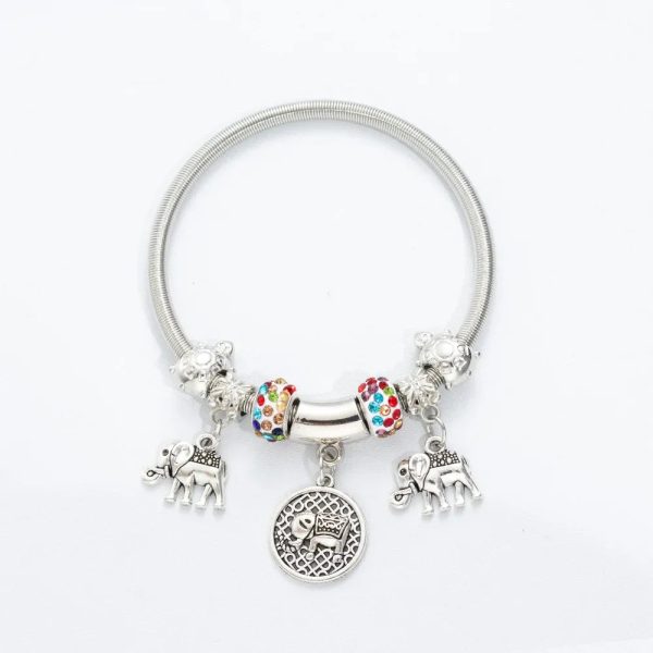 Elegant Elephant Charm Spring Bracelet for Women Elegant Elephant Charm Spring Bracelet for Women