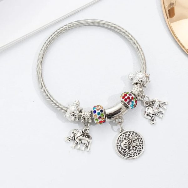 Elegant Elephant Charm Spring Bracelet for Women Elegant Elephant Charm Spring Bracelet for Women