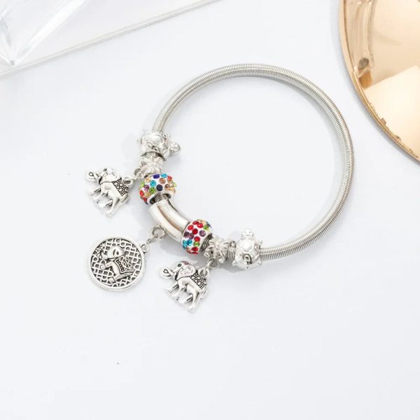 Elegant Elephant Charm Spring Bracelet for Women Elegant Elephant Charm Spring Bracelet for Women