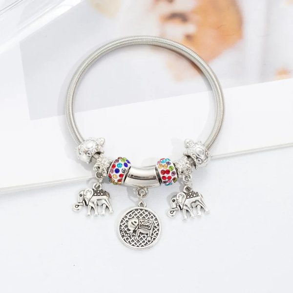 Elegant Elephant Charm Spring Bracelet for Women Elegant Elephant Charm Spring Bracelet for Women