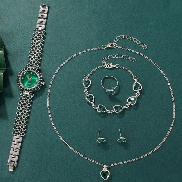 Elegant Heart Rhinestone Watch and Jewelry Set Elegant Heart Rhinestone Watch and Jewelry Set