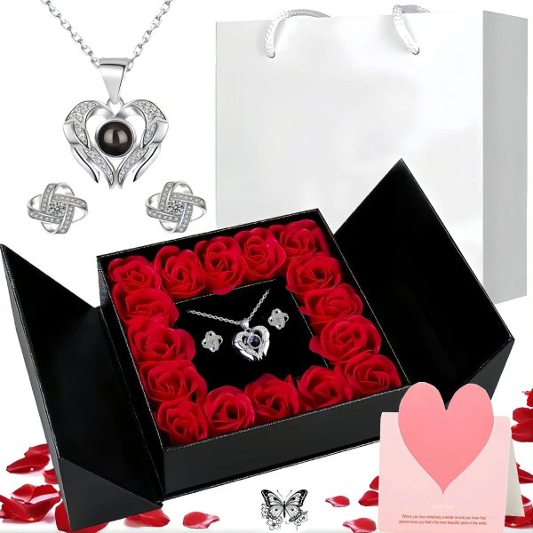 Elegant Preserved Rose Box with Hidden Jewelry Drawer