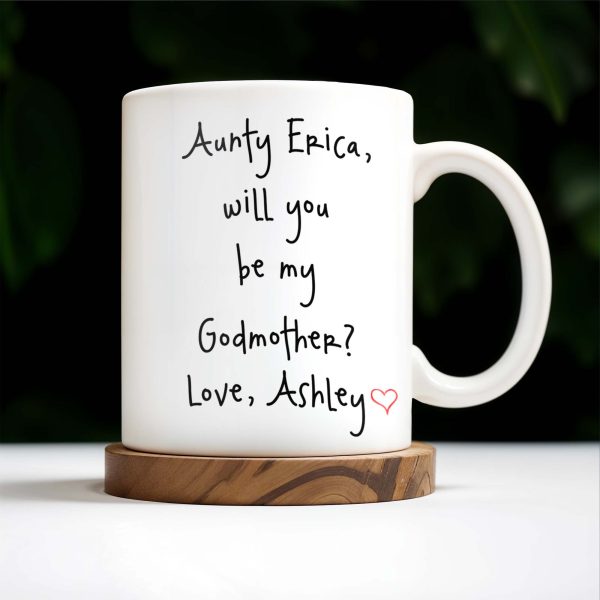Elephant Design Will You Be My Godmother Love Custom Name - Personalized Custom Coffee Mug - FAM245_MG
