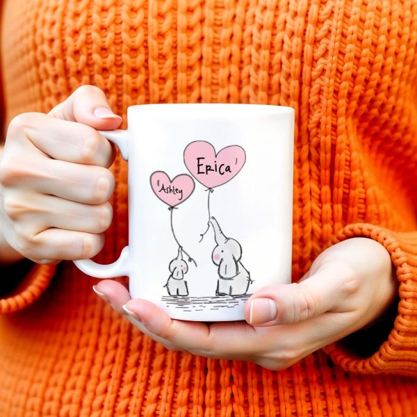Elephant Design Will You Be My Godmother Love Custom Name - Personalized Custom Coffee Mug - FAM245_MG