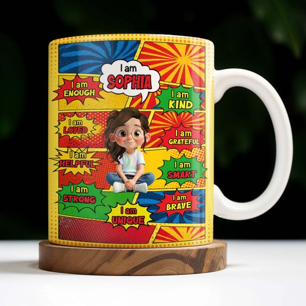 Empowering Comic Style Blast Themed Mug With Positive Affirmations - Personalized Custom Coffee Mug - KID328_MG Empowering Comic Style Blast Themed Mug With Positive Affirmations - Personalized Custom Coffee Mug - KID328_MG