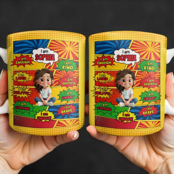 Empowering Comic Style Blast Themed Mug With Positive Affirmations - Personalized Custom Coffee Mug - KID328_MG Empowering Comic Style Blast Themed Mug With Positive Affirmations - Personalized Custom Coffee Mug - KID328_MG