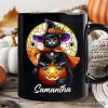Enchanted Cat Witch Stained Glass Style Personalized Mug, Halloween Themed Gift with Custom Name Enchanted Cat Witch Stained Glass Style Personalized Mug, Halloween Themed Gift with Custom Name