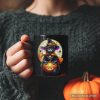 Enchanted Cat Witch Stained Glass Style Personalized Mug, Halloween Themed Gift with Custom Name Enchanted Cat Witch Stained Glass Style Personalized Mug, Halloween Themed Gift with Custom Name