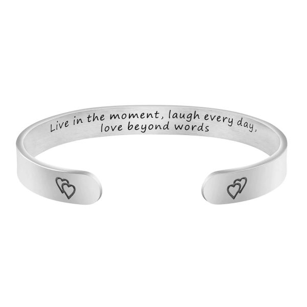 Engraved Couples Bracelet Bangle-Open Cuff with Heart & Letter Engraved Couples Bracelet Bangle-Open Cuff with Heart & Letter