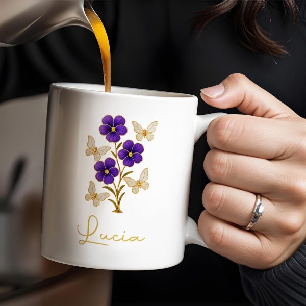 Enjoy The Delicate Beauty Birth Flowers And Butterflies - Personalized Custom Coffee Mug - DTG032_MG