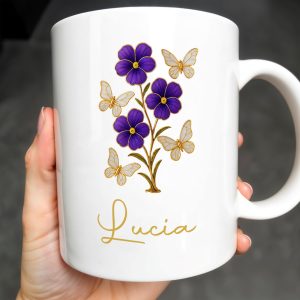 Enjoy The Delicate Beauty Birth Flowers And Butterflies - Personalized Custom Coffee Mug - DTG032_MG