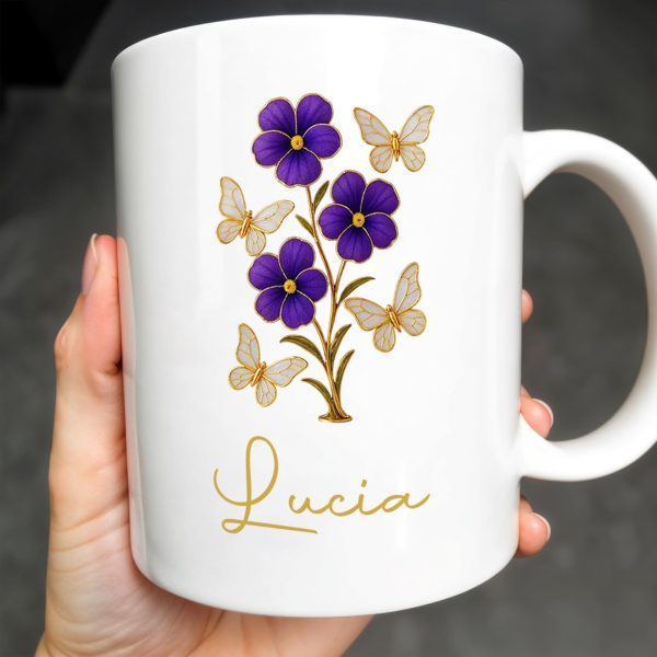 Enjoy The Delicate Beauty Birth Flowers And Butterflies - Personalized Custom Coffee Mug - DTG032_MG