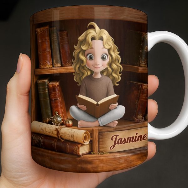 Enjoy The Magic Of Books With Girl Reading Design - Personalized Custom Coffee Mug - BLV085_MG