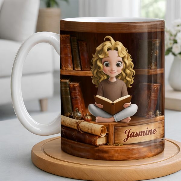 Enjoy The Magic Of Books With Girl Reading Design - Personalized Custom Coffee Mug - BLV085_MG