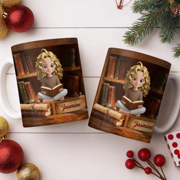 Enjoy The Magic Of Books With Girl Reading Design - Personalized Custom Coffee Mug - BLV085_MG