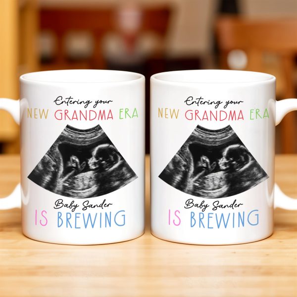 Entering Your New Grandma Era, Baby Sander Is Brewing, Ultrasound Image - Personalized Custom Coffee Mug - GRM066_MG