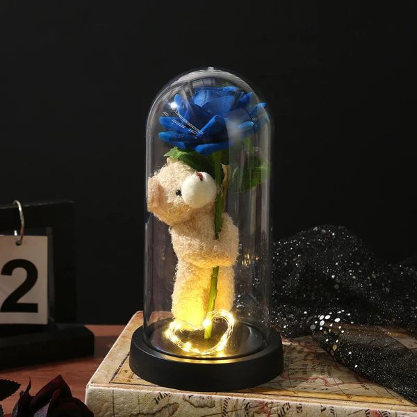 Eternal Rose in Glass Dome Handmade Artificial Flower for Gifts and Decoration
