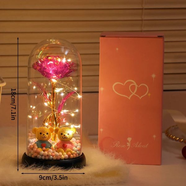 Eternal Rose in Glass Dome Handmade Artificial Flower for Gifts and Decoration