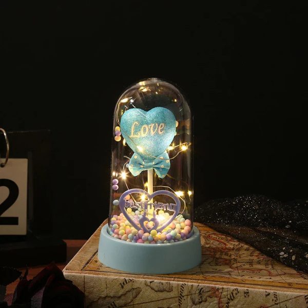Eternal Rose in Glass Dome Handmade Artificial Flower for Gifts and Decoration