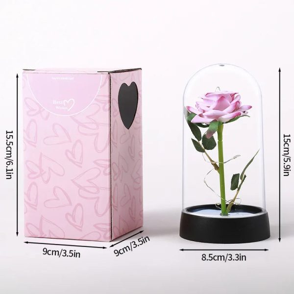 Eternal Rose in Glass Dome Handmade Artificial Flower for Gifts and Decoration