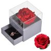 Eternal Rose Jewelry Box with Necklace Preserved Flower Gift for Women Birthday Anniversary