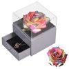 Eternal Rose Jewelry Box with Necklace Preserved Flower Gift for Women Birthday Anniversary