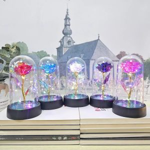Eternal Rose Lamp LED Artificial Silk Flower Creative Gift for Valentine’s Day and Mother’s Day