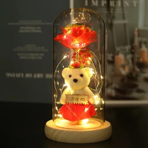 Eternal Rose LED Light in Glass Dome for Romantic Gifts