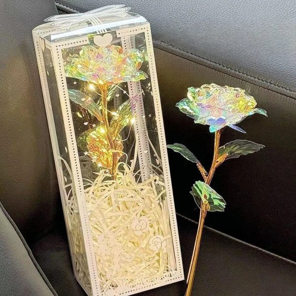 Eternal Rose LED Light with Acrylic Cover Romantic Desktop Flower Decoration Eternal Rose LED Light with Acrylic Cover Romantic Desktop Flower Decoration