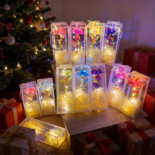 Eternal Rose LED Light with Acrylic Cover Romantic Desktop Flower Decoration Eternal Rose LED Light with Acrylic Cover Romantic Desktop Flower Decoration