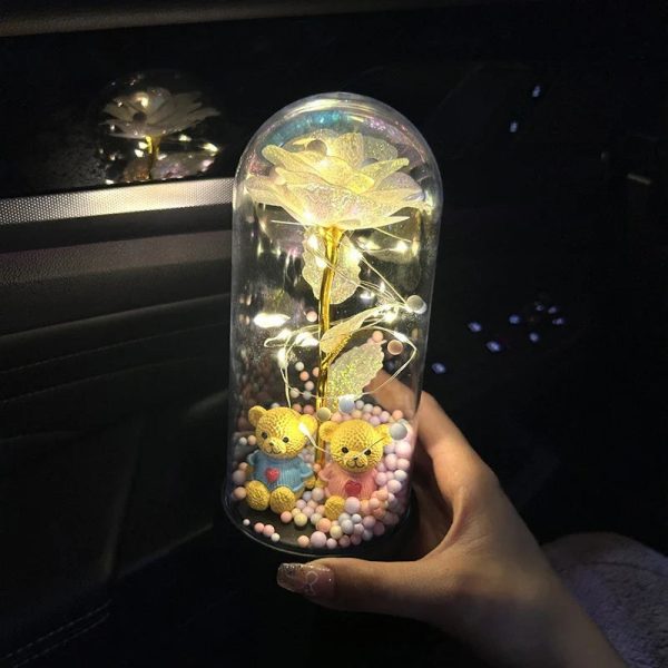 Eternal Rose LED Light with Acrylic Cover Romantic Desktop Flower Decoration Eternal Rose LED Light with Acrylic Cover Romantic Desktop Flower Decoration
