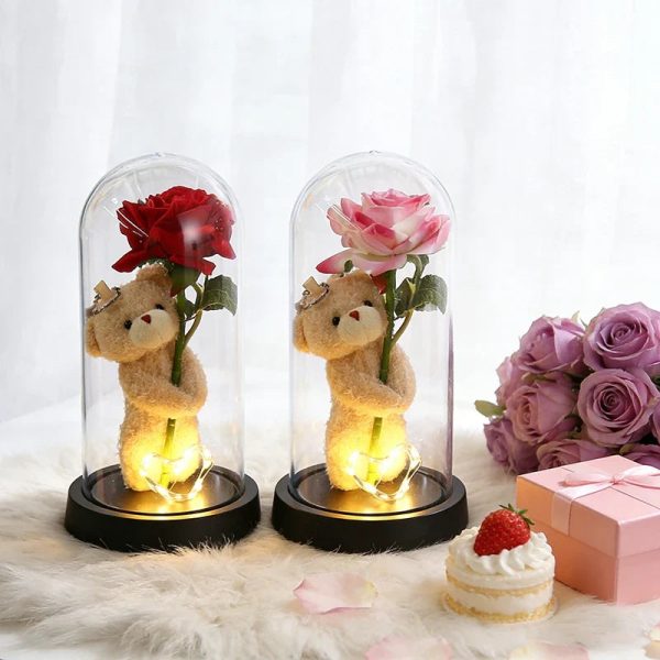 Eternal Rose LED Light with Acrylic Cover Romantic Desktop Flower Decoration Eternal Rose LED Light with Acrylic Cover Romantic Desktop Flower Decoration