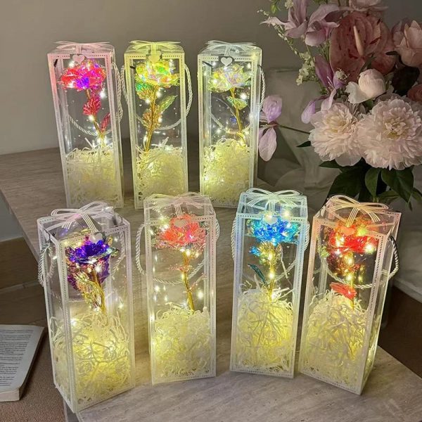Eternal Rose LED Light with Acrylic Cover Romantic Desktop Flower Decoration Eternal Rose LED Light with Acrylic Cover Romantic Desktop Flower Decoration