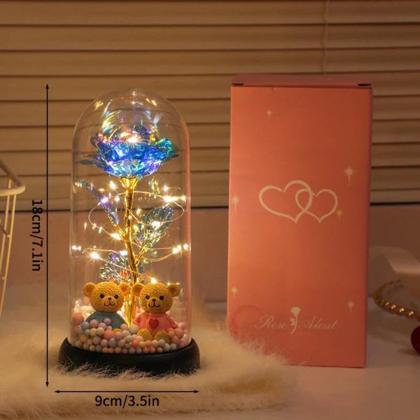 Eternal Rose LED Light with Acrylic Cover Romantic Desktop Flower Decoration Eternal Rose LED Light with Acrylic Cover Romantic Desktop Flower Decoration