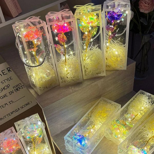 Eternal Rose LED Light with Acrylic Cover Romantic Desktop Flower Decoration Eternal Rose LED Light with Acrylic Cover Romantic Desktop Flower Decoration