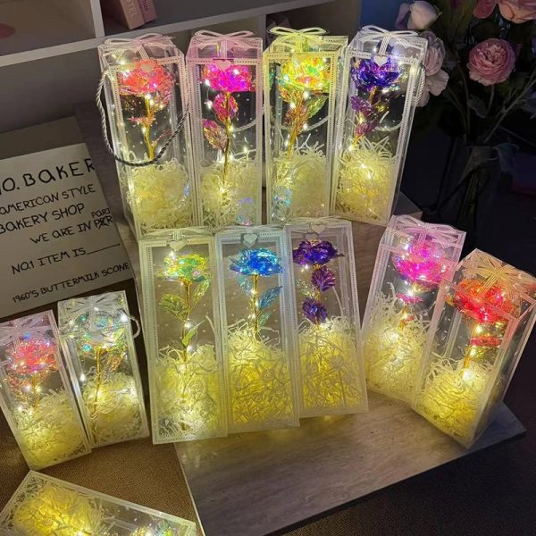 Eternal Rose LED Light with Acrylic Cover Romantic Desktop Flower Decoration Eternal Rose LED Light with Acrylic Cover Romantic Desktop Flower Decoration