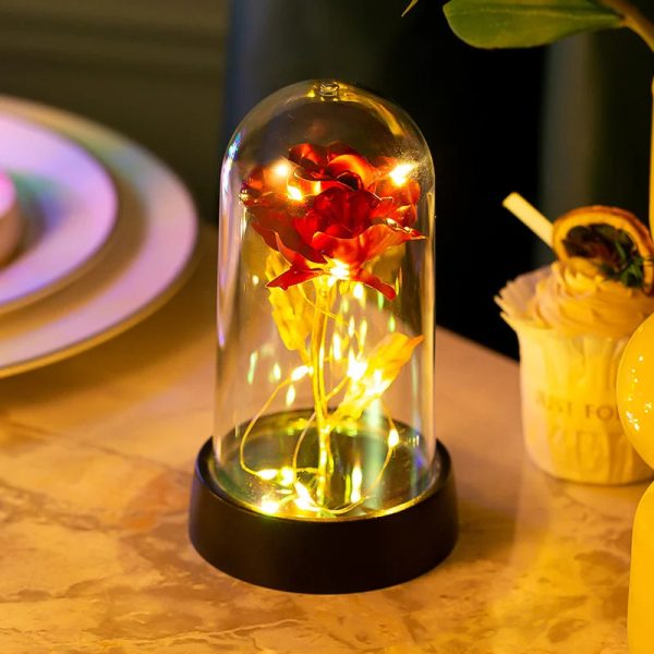 Eternal Rose with Galaxy LED Light in Glass Dome for Home Decor and Gifts Eternal Rose with Galaxy LED Light in Glass Dome for Home Decor and Gifts