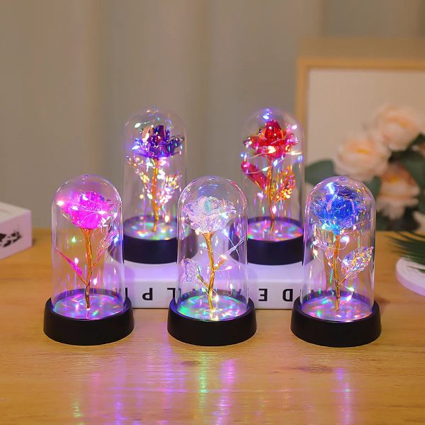 Eternal Rose with Galaxy LED Light in Glass Dome for Home Decor and Gifts Eternal Rose with Galaxy LED Light in Glass Dome for Home Decor and Gifts