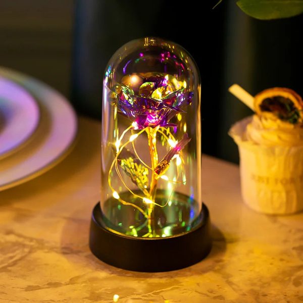 Eternal Rose with Galaxy LED Light in Glass Dome for Home Decor and Gifts Eternal Rose with Galaxy LED Light in Glass Dome for Home Decor and Gifts