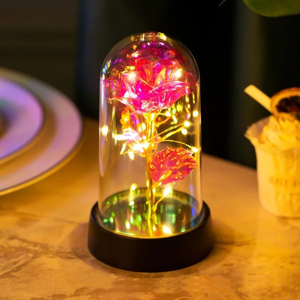 Eternal Rose with Galaxy LED Light in Glass Dome for Home Decor and Gifts Eternal Rose with Galaxy LED Light in Glass Dome for Home Decor and Gifts