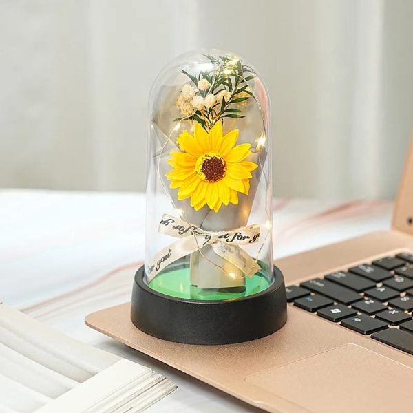 Everlasting Rose LED Glass Dome Bouquet Romantic Decorative Ornament for Valentine’s Day and Home Everlasting Rose LED Glass Dome Bouquet Romantic Decorative Ornament for Valentine’s Day and Home
