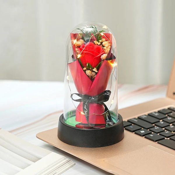 Everlasting Rose LED Glass Dome Bouquet Romantic Decorative Ornament for Valentine’s Day and Home Everlasting Rose LED Glass Dome Bouquet Romantic Decorative Ornament for Valentine’s Day and Home
