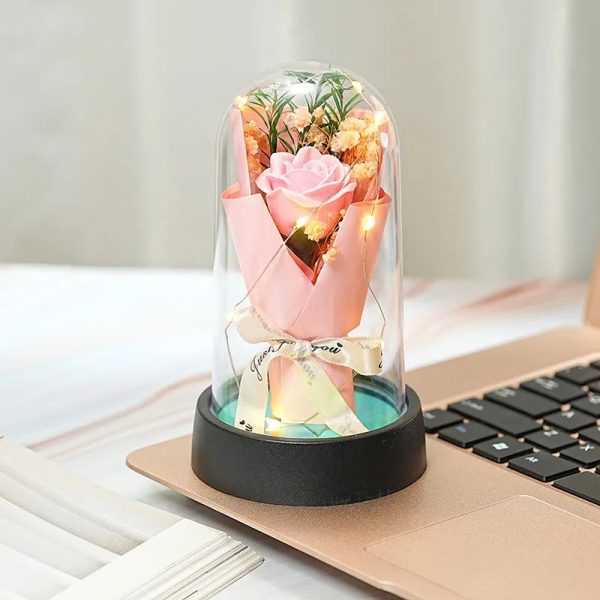 Everlasting Rose LED Glass Dome Bouquet Romantic Decorative Ornament for Valentine’s Day and Home Everlasting Rose LED Glass Dome Bouquet Romantic Decorative Ornament for Valentine’s Day and Home