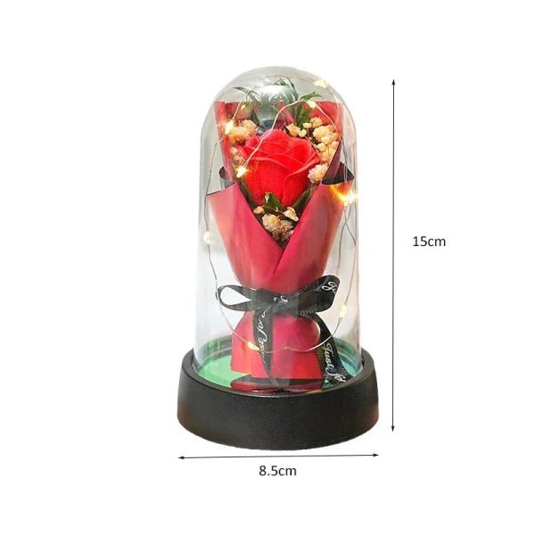 Everlasting Rose LED Glass Dome Bouquet Romantic Decorative Ornament for Valentine’s Day and Home Everlasting Rose LED Glass Dome Bouquet Romantic Decorative Ornament for Valentine’s Day and Home