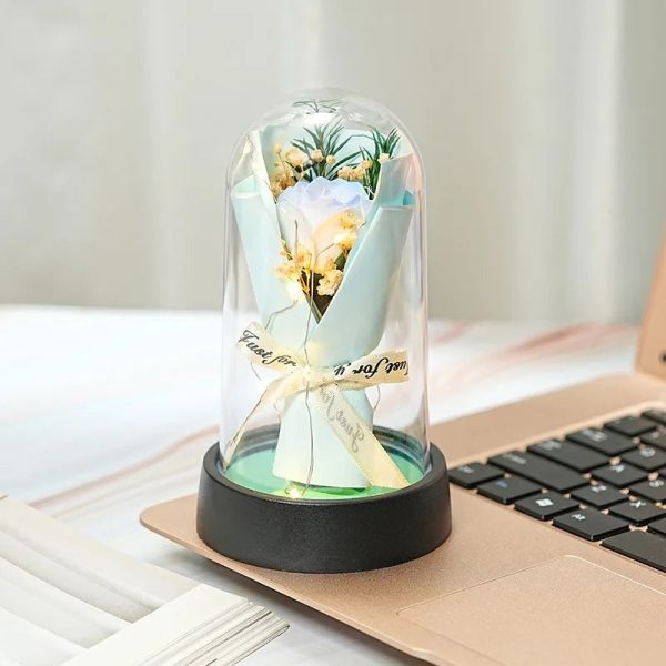 Everlasting Rose LED Glass Dome Bouquet Romantic Decorative Ornament for Valentine’s Day and Home Everlasting Rose LED Glass Dome Bouquet Romantic Decorative Ornament for Valentine’s Day and Home