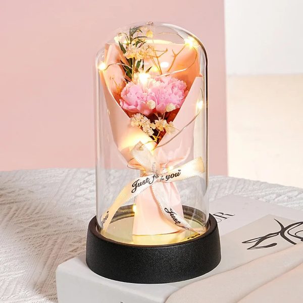Everlasting Rose LED Glass Dome Bouquet Romantic Decorative Ornament for Valentine’s Day and Home Everlasting Rose LED Glass Dome Bouquet Romantic Decorative Ornament for Valentine’s Day and Home