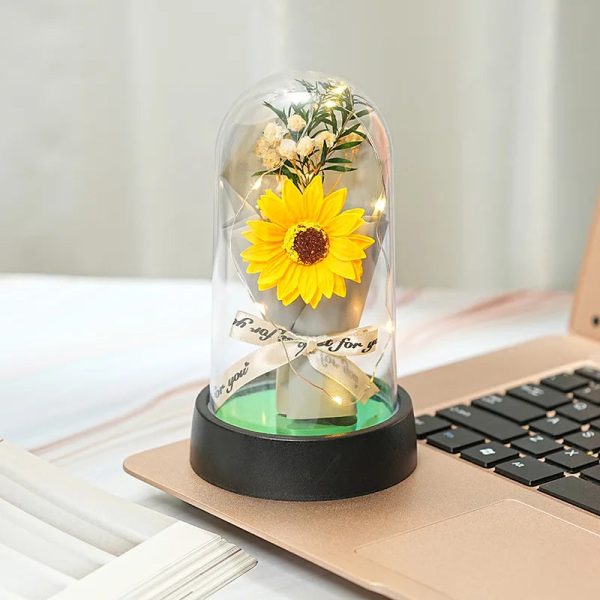 Everlasting Rose LED Glass Dome Bouquet Romantic Decorative Ornament for Valentine’s Day and Home Everlasting Rose LED Glass Dome Bouquet Romantic Decorative Ornament for Valentine’s Day and Home