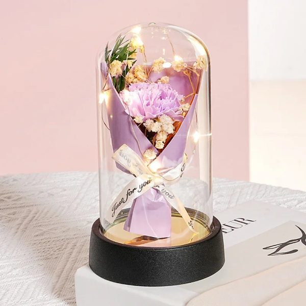 Everlasting Rose LED Glass Dome Bouquet Romantic Decorative Ornament for Valentine’s Day and Home Everlasting Rose LED Glass Dome Bouquet Romantic Decorative Ornament for Valentine’s Day and Home